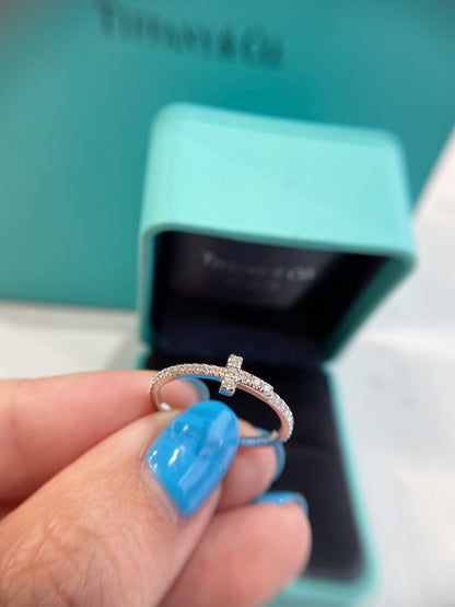 [Renovia Jewelry]T SMALL RING DIAMOND SILVER