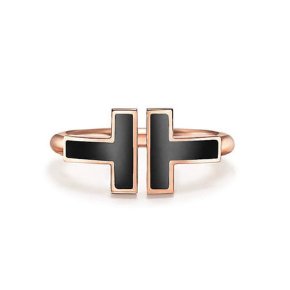 [Renovia Jewelry]T SMALL ONYX PINK GOLD RING