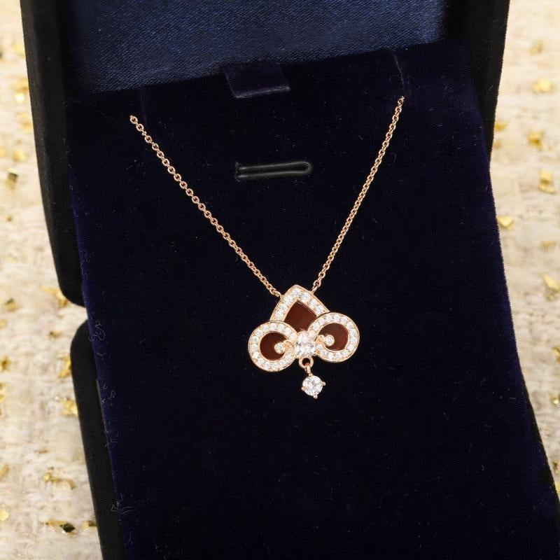 [Renovia Jewelry]FLEUR DE LIS PINK GOLD DIAMOND NECKLACE