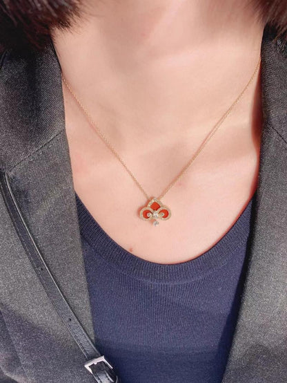 [Renovia Jewelry]FLEUR DE LIS PINK GOLD DIAMOND NECKLACE