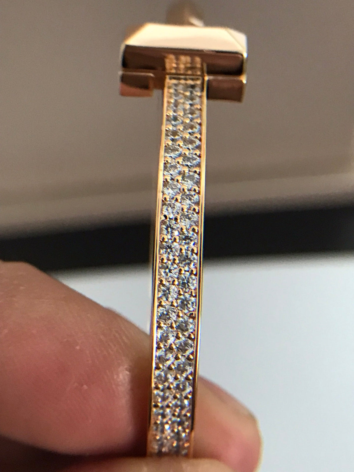 [Renovia Jewelry]T1 WIDE DIAMOND HINGED BANGLE PINK GOLD