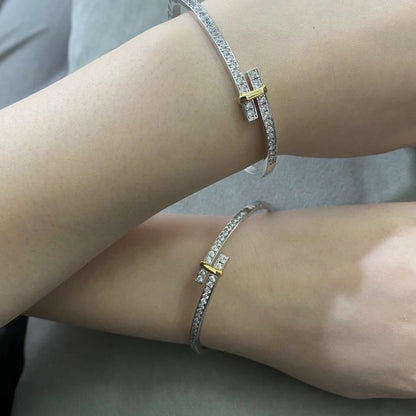 [Renovia Jewelry]EDGE DIAMOND GOLD SILVER BRACELET
