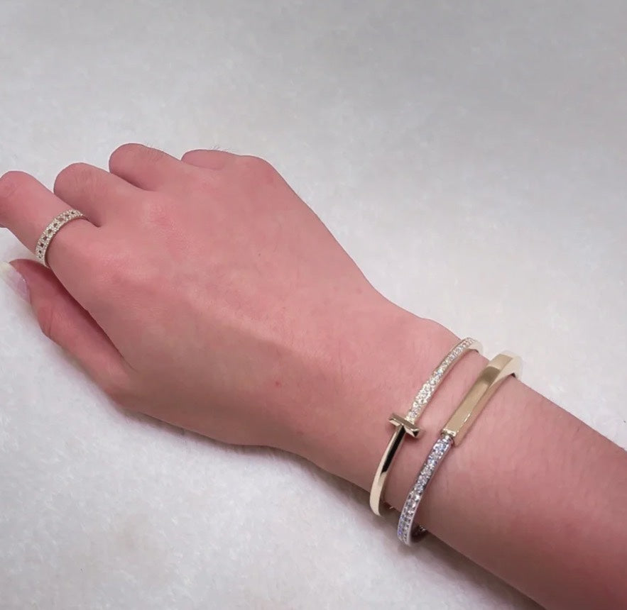 [Renovia Jewelry]LOCK PINK GOLD SILVER DIAMOND BRACELET