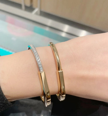 [Renovia Jewelry]LOCK PINK GOLD SILVER DIAMOND BRACELET