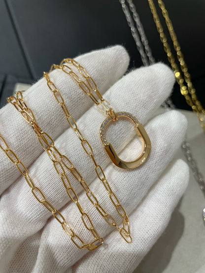 [Renovia Jewelry]LOCK MEDIUM PENDANT DIAMOND NECKLACE