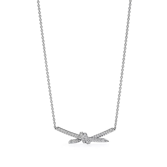[Renovia Jewelry]KNOT PENDANT SILVER DIAMOND NECKLACE