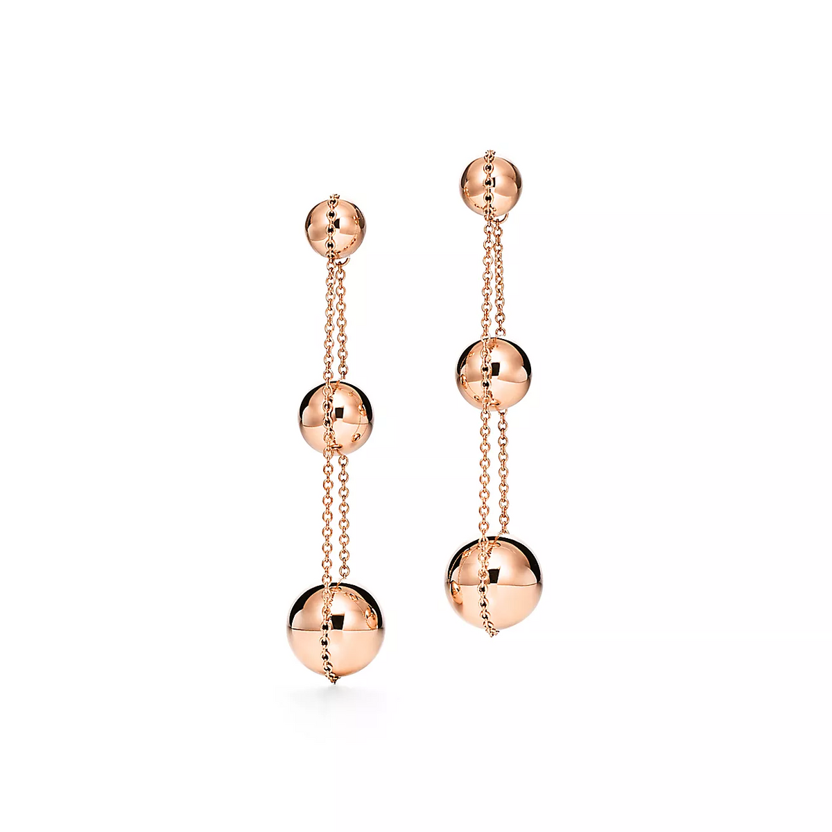 [Renovia Jewelry]TRIPLE DROP PINK GOLD EARRINGS
