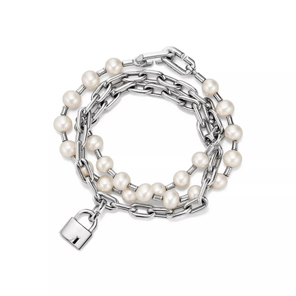 [Renovia Jewelry]PEARL LOCK SILVER BRACELET