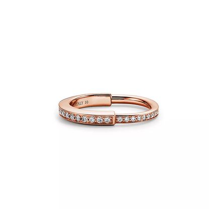 [Renovia Jewelry]LOCK RING PINK GOLD DIAMOND PAVED