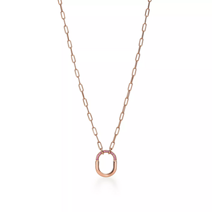 [Renovia Jewelry]LOCK SMALL PENDANT PINK DIAMOND PINK GOLD NECKLACE