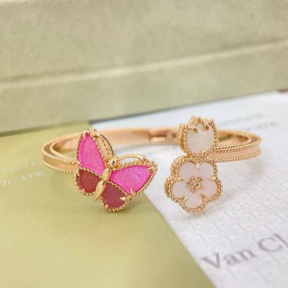 [Renovia Jewelry]ROSE QUARTZ THREE‑IN‑ONE BUTTERFLY BRACELET