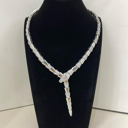 [Renovia Jewelry]NEW WIDE BAND INLAID DIAMOND SNAKE NECKLACE
