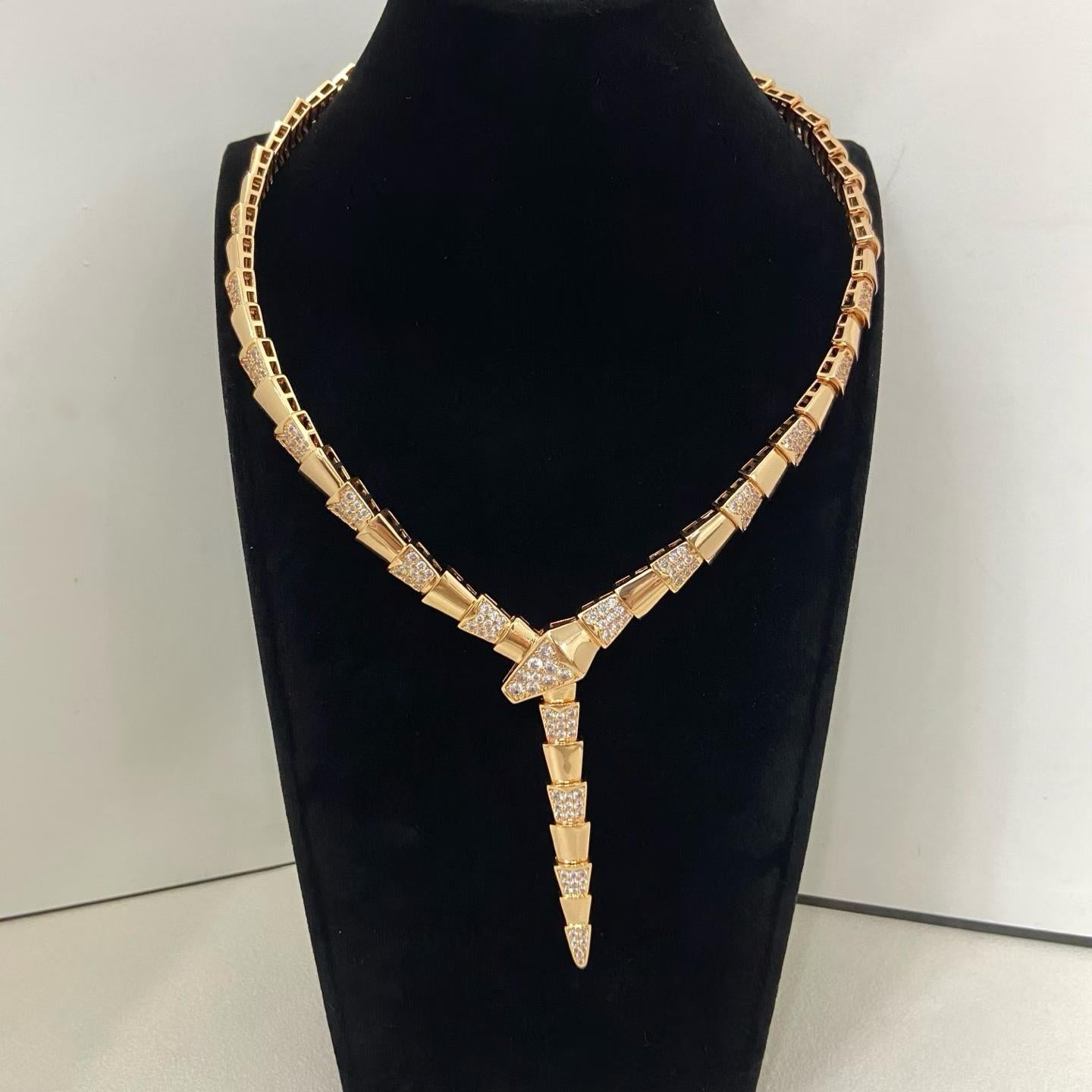 [Renovia Jewelry]NEW WIDE BAND INLAID DIAMOND SNAKE NECKLACE