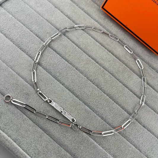 [Renovia Jewelry]FULL PAVE PIG NOSE CLASP NECKLACE