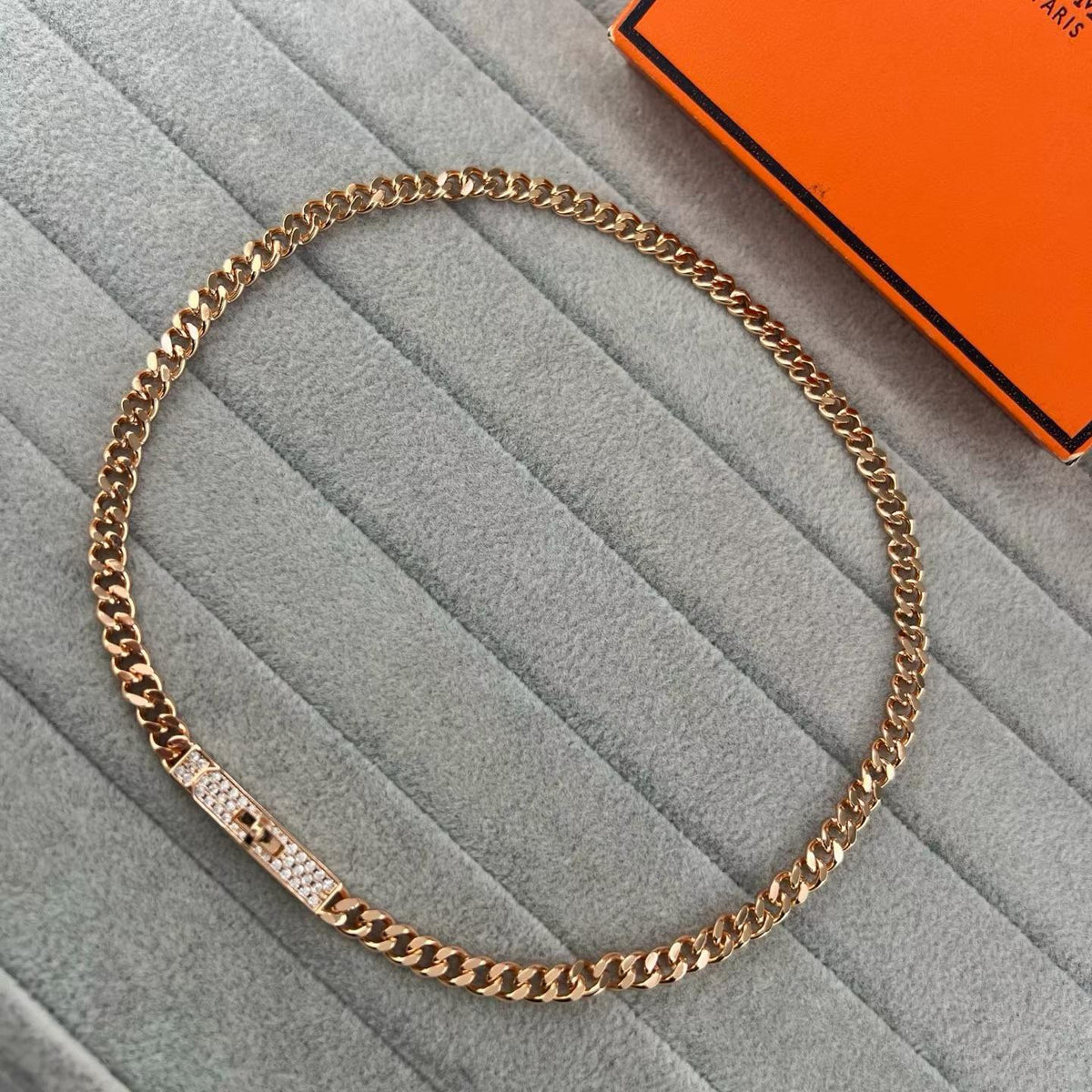 [Renovia Jewelry]FULL PAVE PIG NOSE BELT NECKLACE