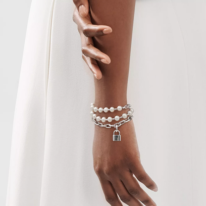 [Renovia Jewelry]PEARL LOCK SILVER BRACELET