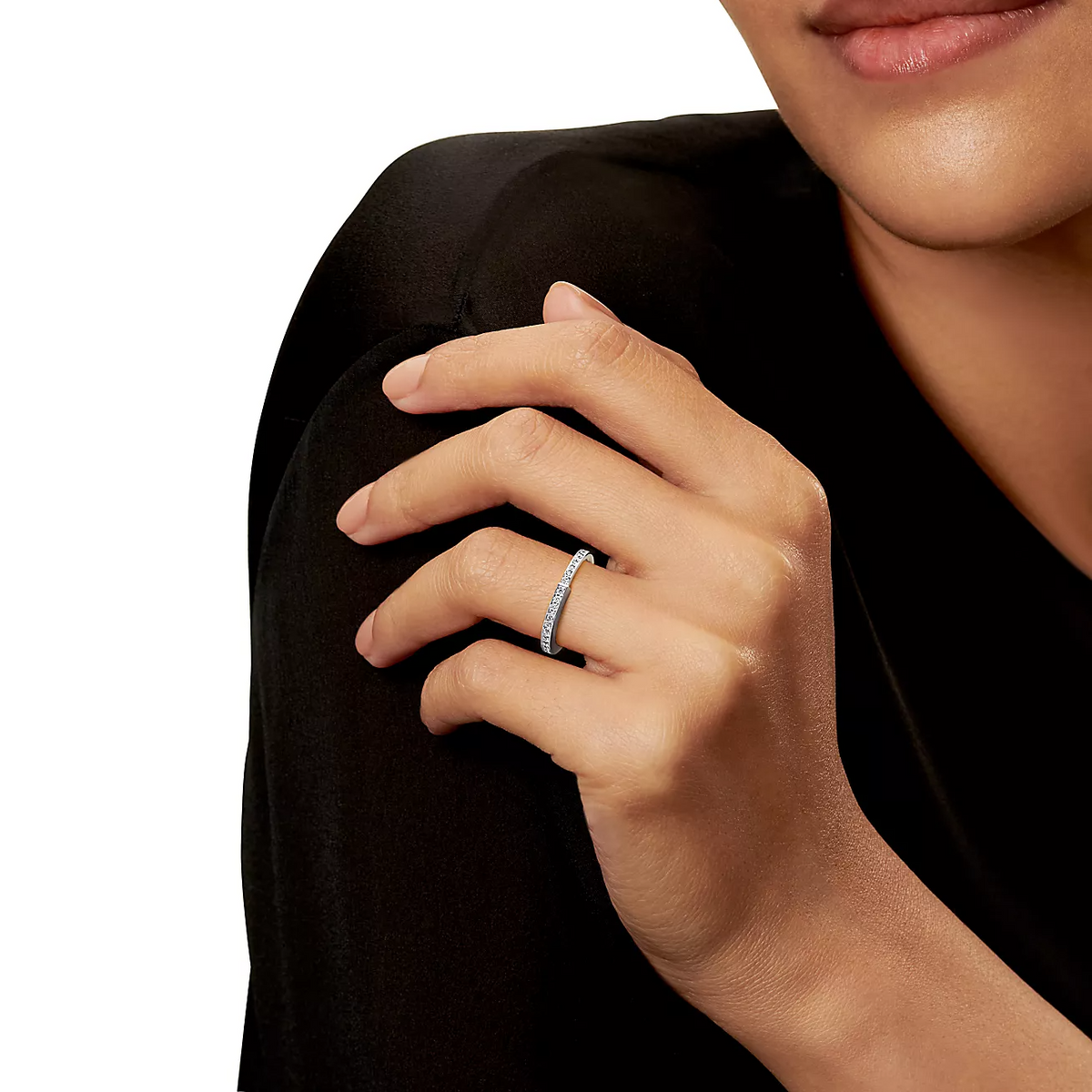 [Renovia Jewelry]LOCK RING SILVER DIAMOND PAVED