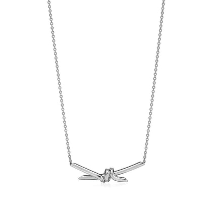 [Renovia Jewelry]KNOT PENDANT SILVER DIAMOND NECKLACE