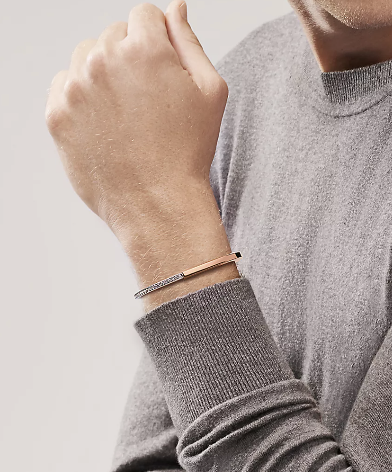 [Renovia Jewelry]LOCK BRACELET ROSE AND WHITE GOLD DIAMOND
