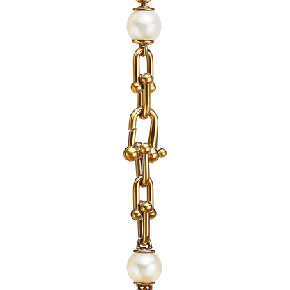 [Renovia Jewelry]LINK BRACELET GOLD WITH FRESHWATER PEARLS