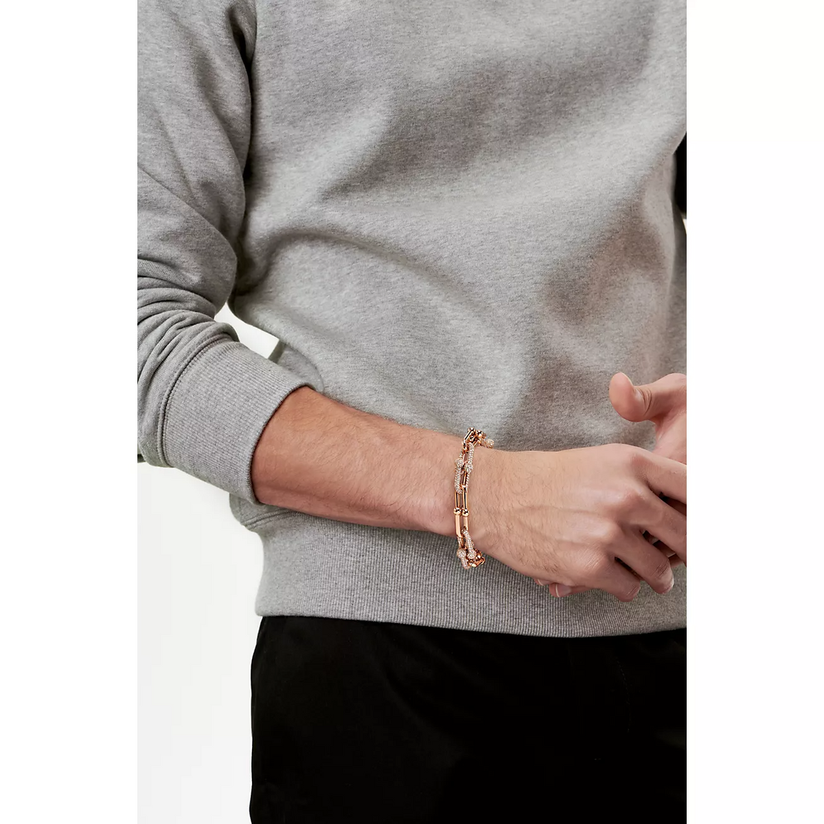 [Renovia Jewelry]HARDWEAR LARGE LINK PINK GOLD PAVED DIAMOND BRACELET