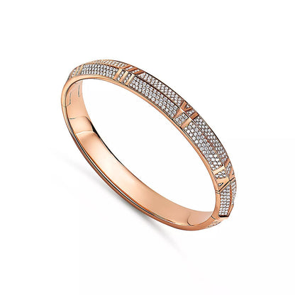 [Renovia Jewelry]ATLAS X PINK GOLD DIAMOND PAVED BRACELET