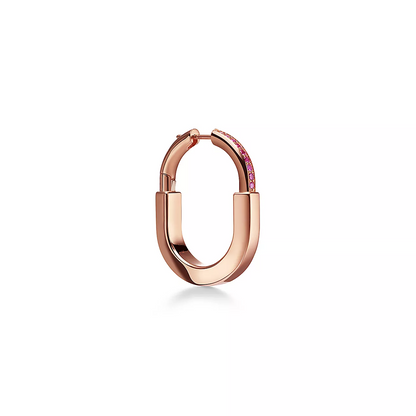 [Renovia Jewelry]LOCK MEDIUM PINK DIAMOND PINK GOLD EARRINGS