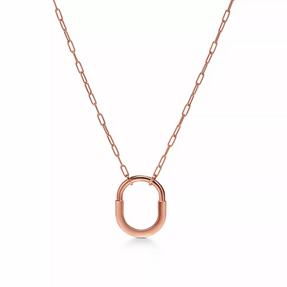 [Renovia Jewelry]LOCK MEDIUM PENDANT PINK DIAMOND PINK GOLD NECKLACE
