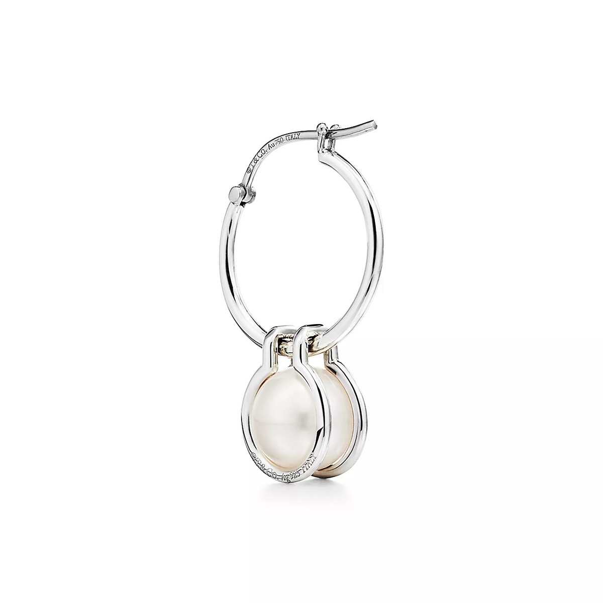 [Renovia Jewelry]PEARL HOOP SILVER EARRINGS