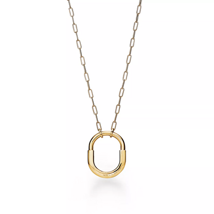 [Renovia Jewelry]LOCK NECKLACE MEDIUM PENDANT GOLD PAVED DIAMONDS