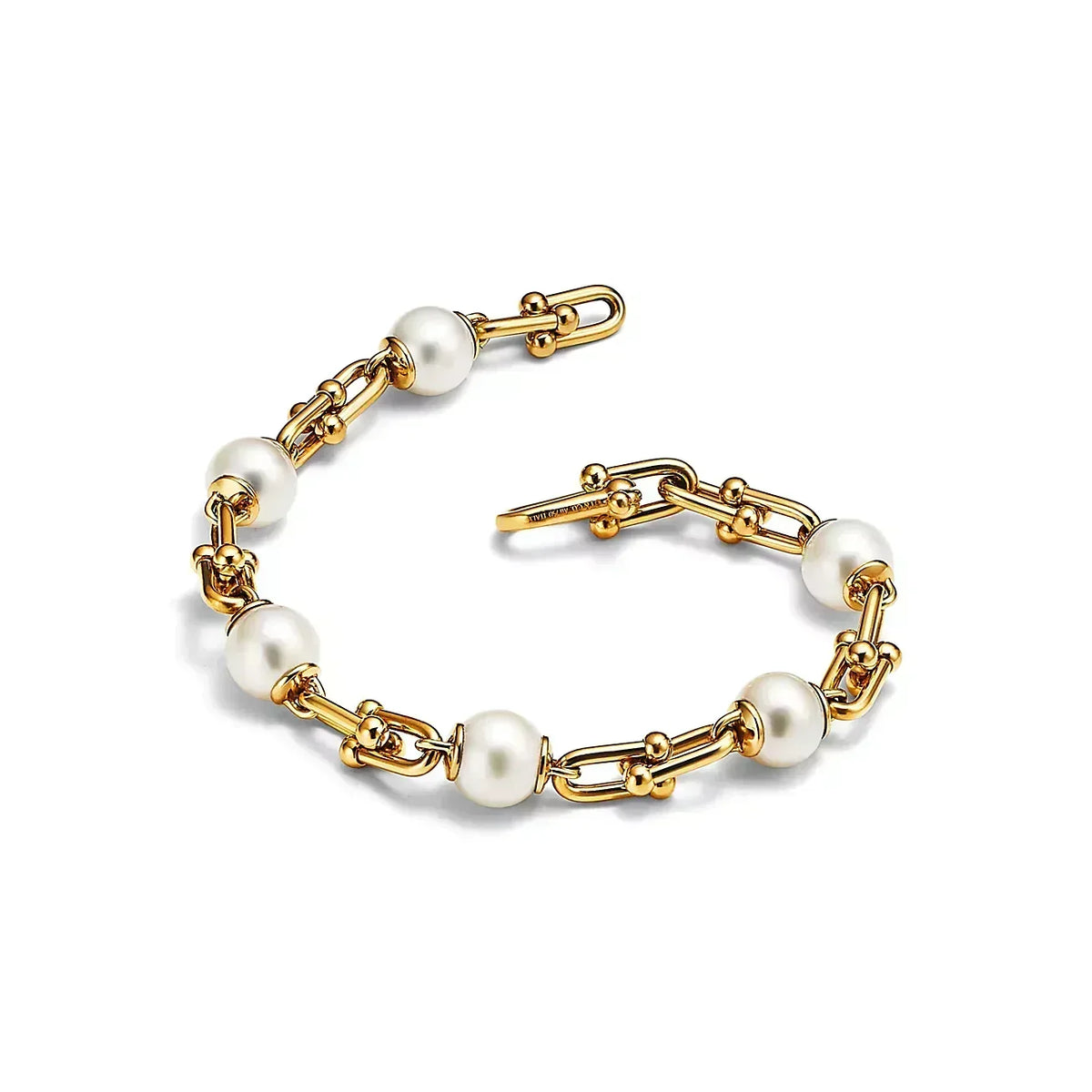 [Renovia Jewelry]LINK BRACELET GOLD WITH FRESHWATER PEARLS
