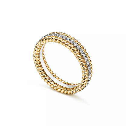 [Renovia Jewelry]ROPE TWO-ROW GOLD DIAMOND RING