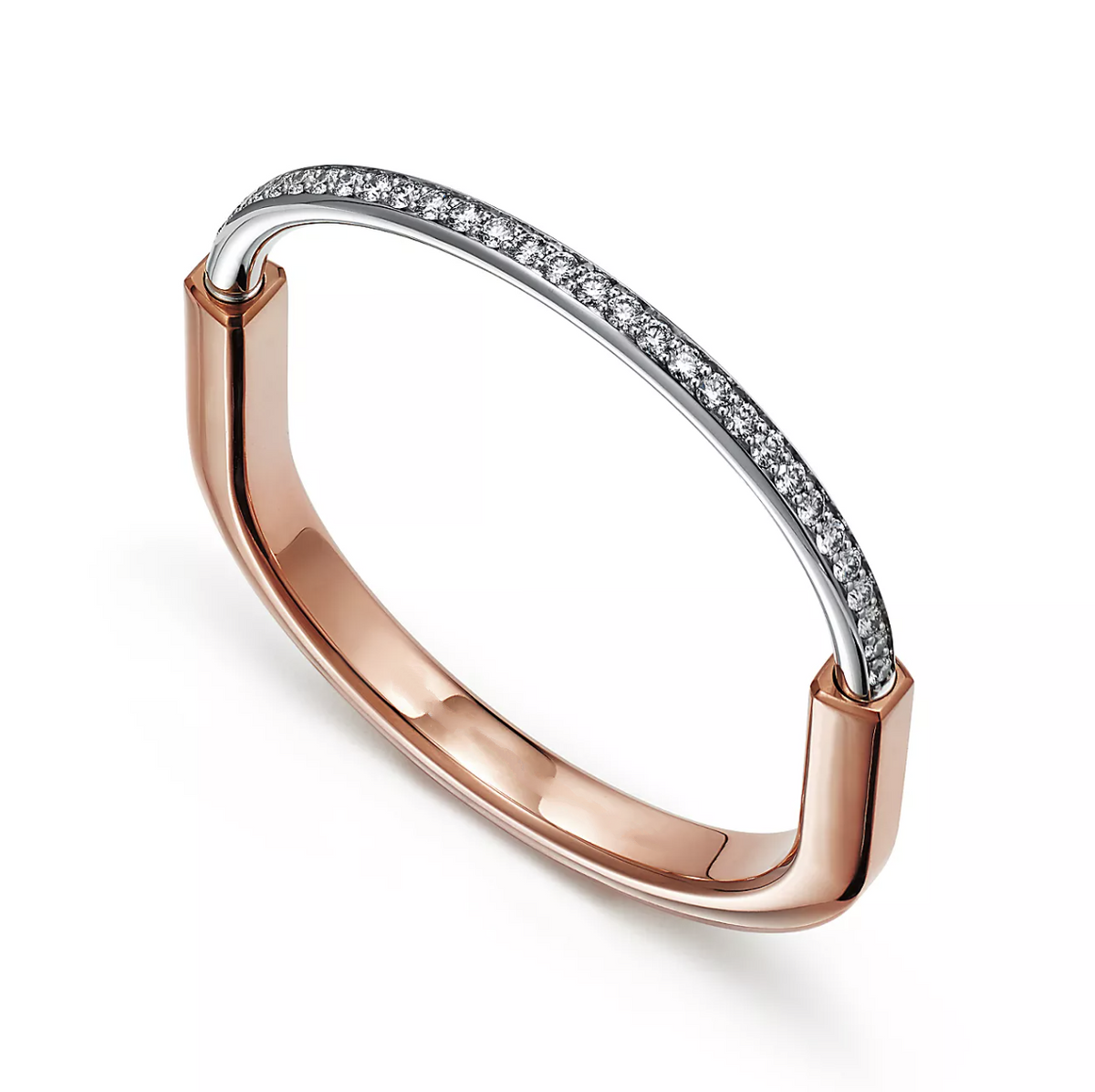 [Renovia Jewelry]LOCK BRACELET ROSE AND WHITE GOLD DIAMOND