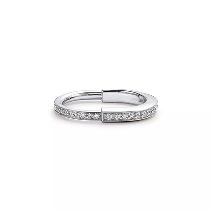 [Renovia Jewelry]LOCK RING SILVER DIAMOND PAVED
