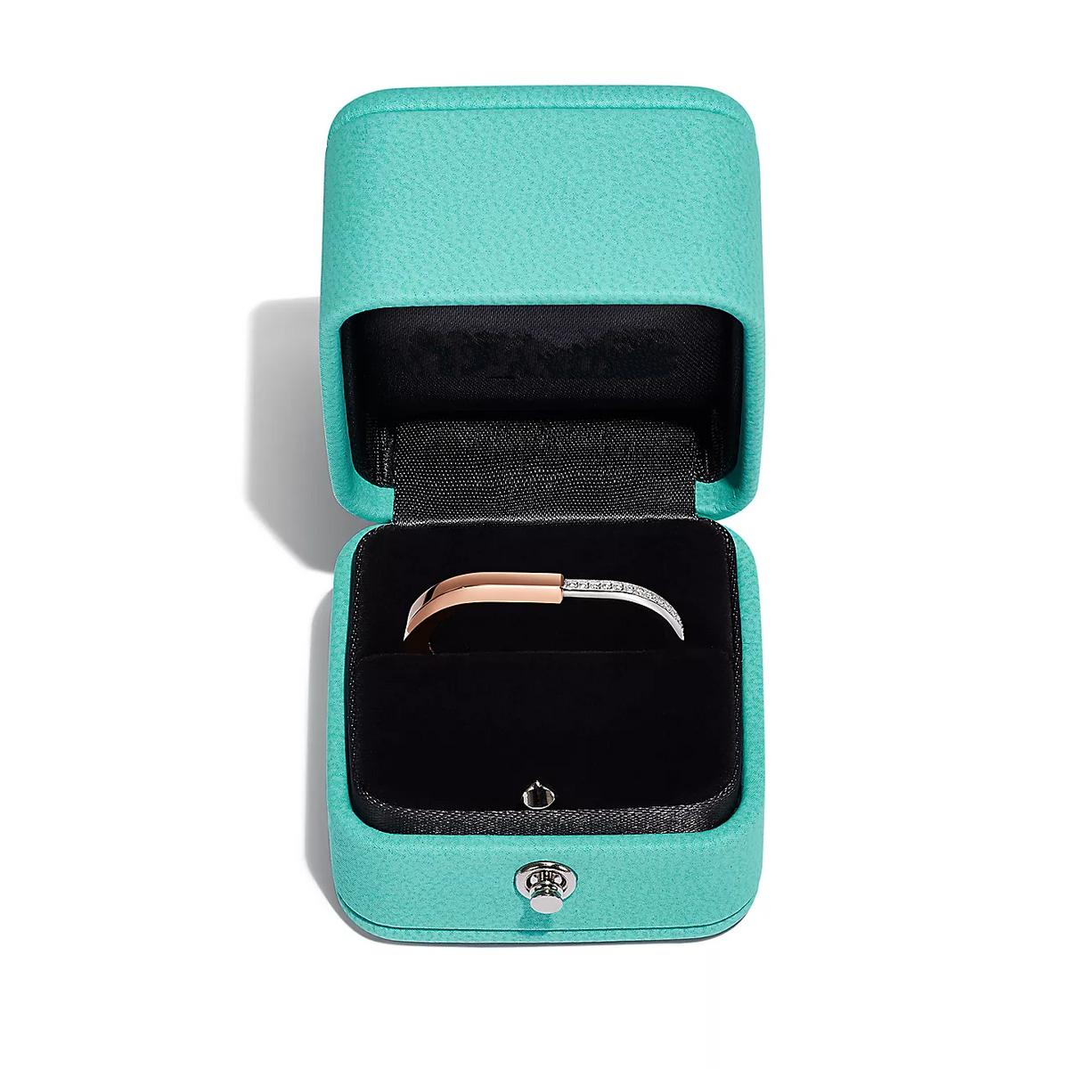 [Renovia Jewelry]LOCK RING TOW-FINGER ROSE AND WHITE GOLD DIAMONDS