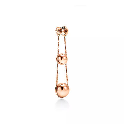 [Renovia Jewelry]TRIPLE DROP PINK GOLD EARRINGS