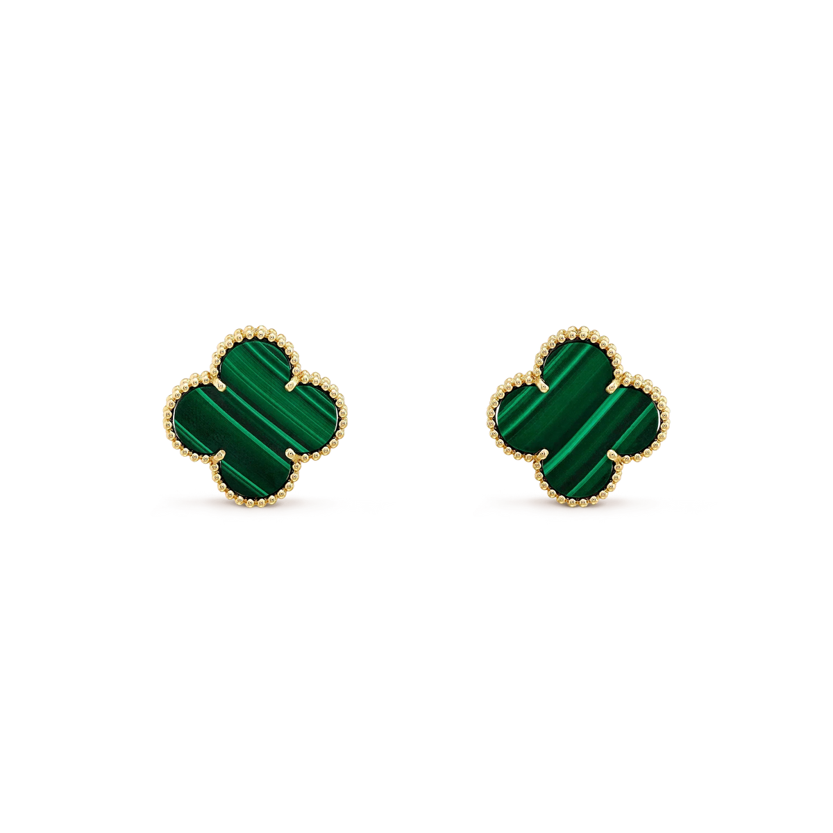 [Renovia Jewelry]CLOVER MINI 9.5MM MALACHITE  EARRINGS
