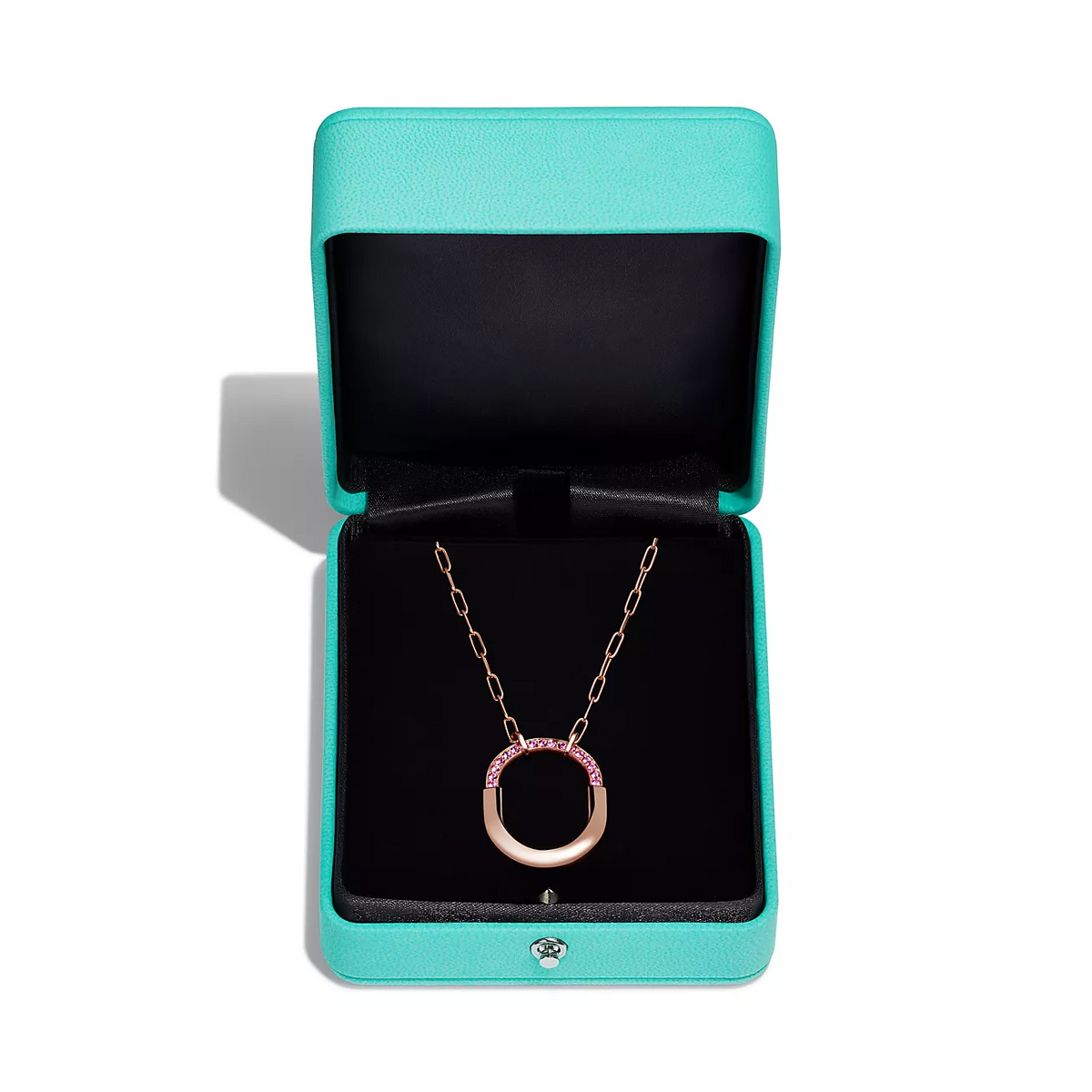 [Renovia Jewelry]LOCK MEDIUM PENDANT PINK DIAMOND PINK GOLD NECKLACE
