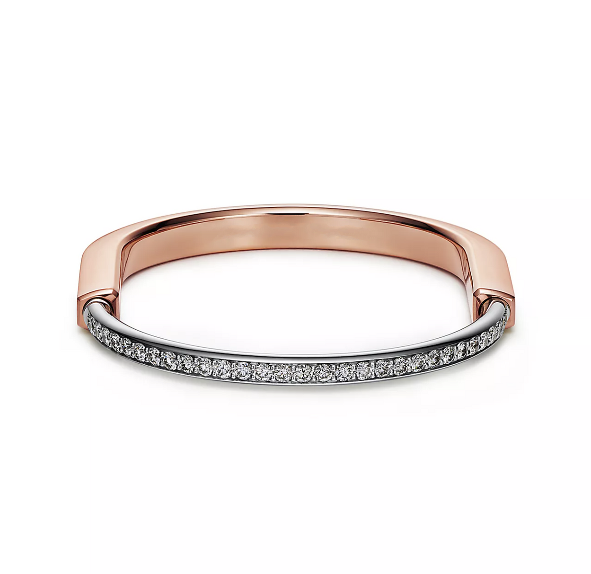 [Renovia Jewelry]LOCK BRACELET ROSE AND WHITE GOLD DIAMOND