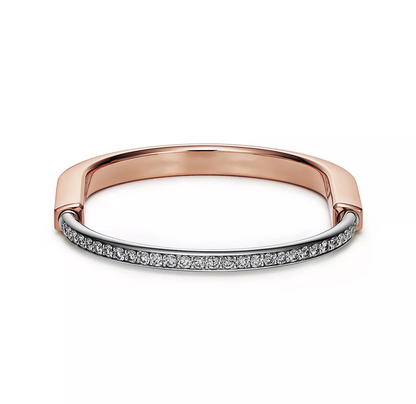 [Renovia Jewelry]LOCK BRACELET ROSE AND WHITE GOLD DIAMOND
