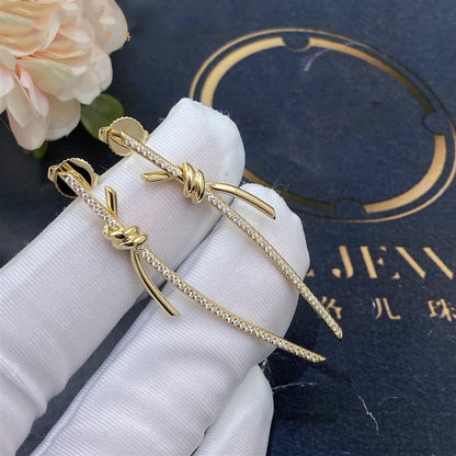 [Renovia Jewelry]KNOT DROP EARRINGS IN YELLOW GOLD WITH DIAMONDS