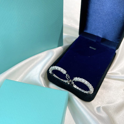 [Renovia Jewelry]SILVER DIAMOND HOOP EARRINGS
