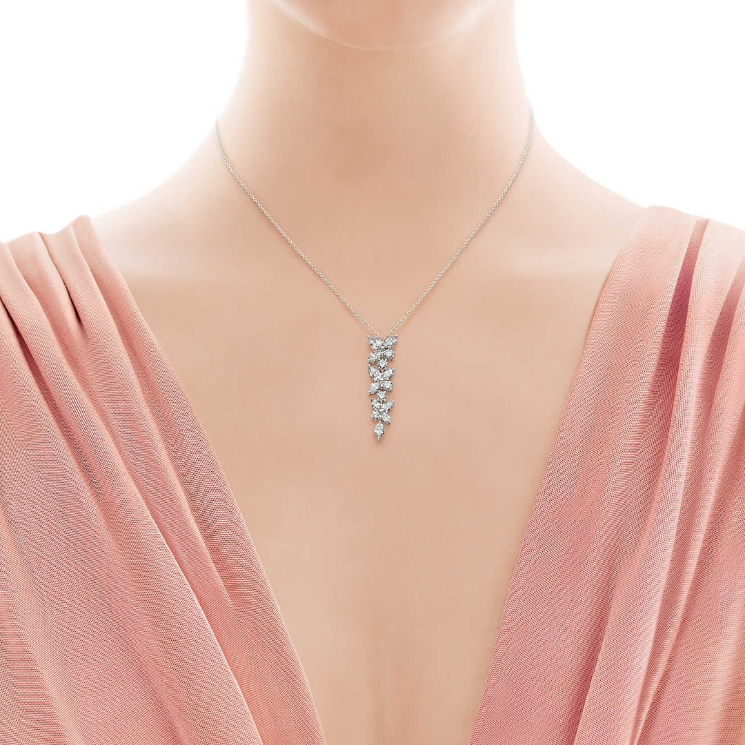 [Renovia Jewelry]MIXED CLUSTER DIAMOND DROP PENDANT