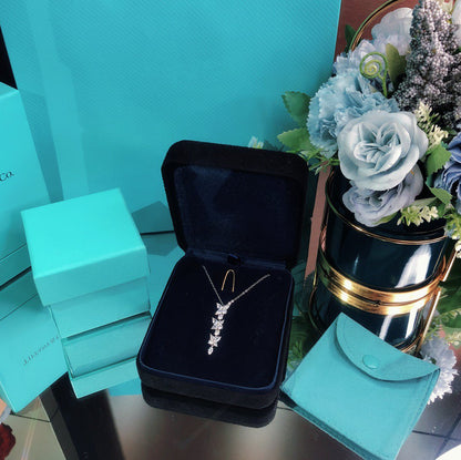[Renovia Jewelry]MIXED CLUSTER DIAMOND DROP PENDANT