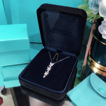 [Renovia Jewelry]MIXED CLUSTER DIAMOND DROP PENDANT
