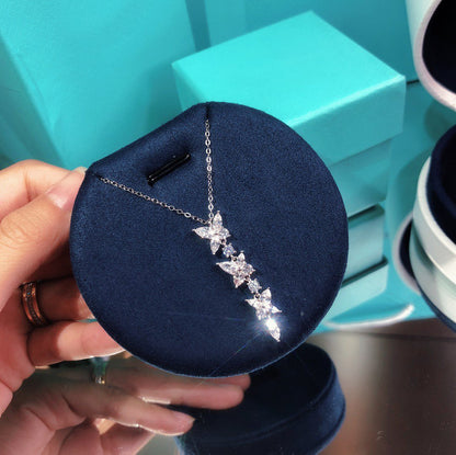 [Renovia Jewelry]MIXED CLUSTER DIAMOND DROP PENDANT