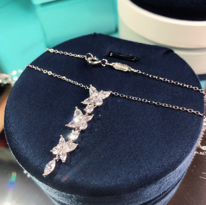 [Renovia Jewelry]MIXED CLUSTER DIAMOND DROP PENDANT