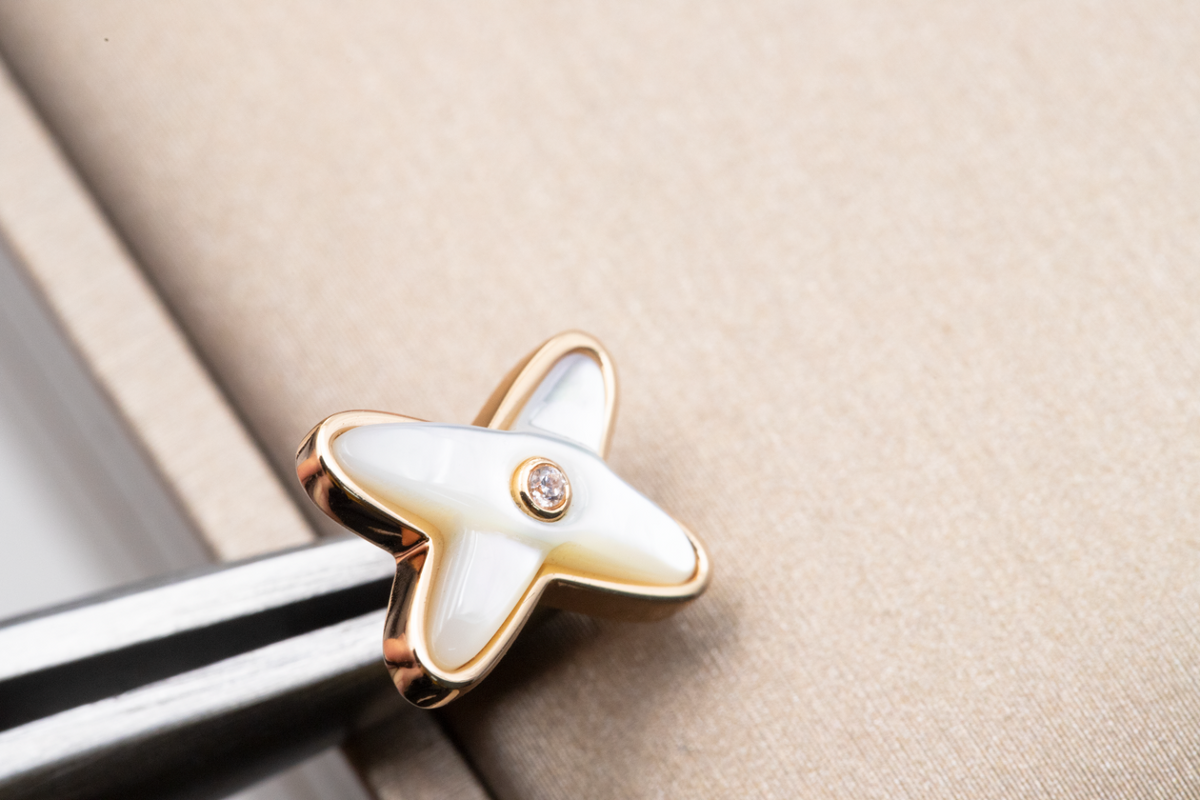 [Renovia Jewelry]JEUX DE WHITE MOP ROSE GOLD DIAMOND EARRINGS