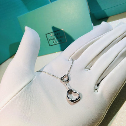 [Renovia Jewelry]OPEN HEART LARIAT NECKLACE SILVER