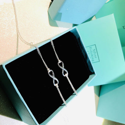 [Renovia Jewelry]SILVER INFINITY DOUBLE CHAIN NECKLACE